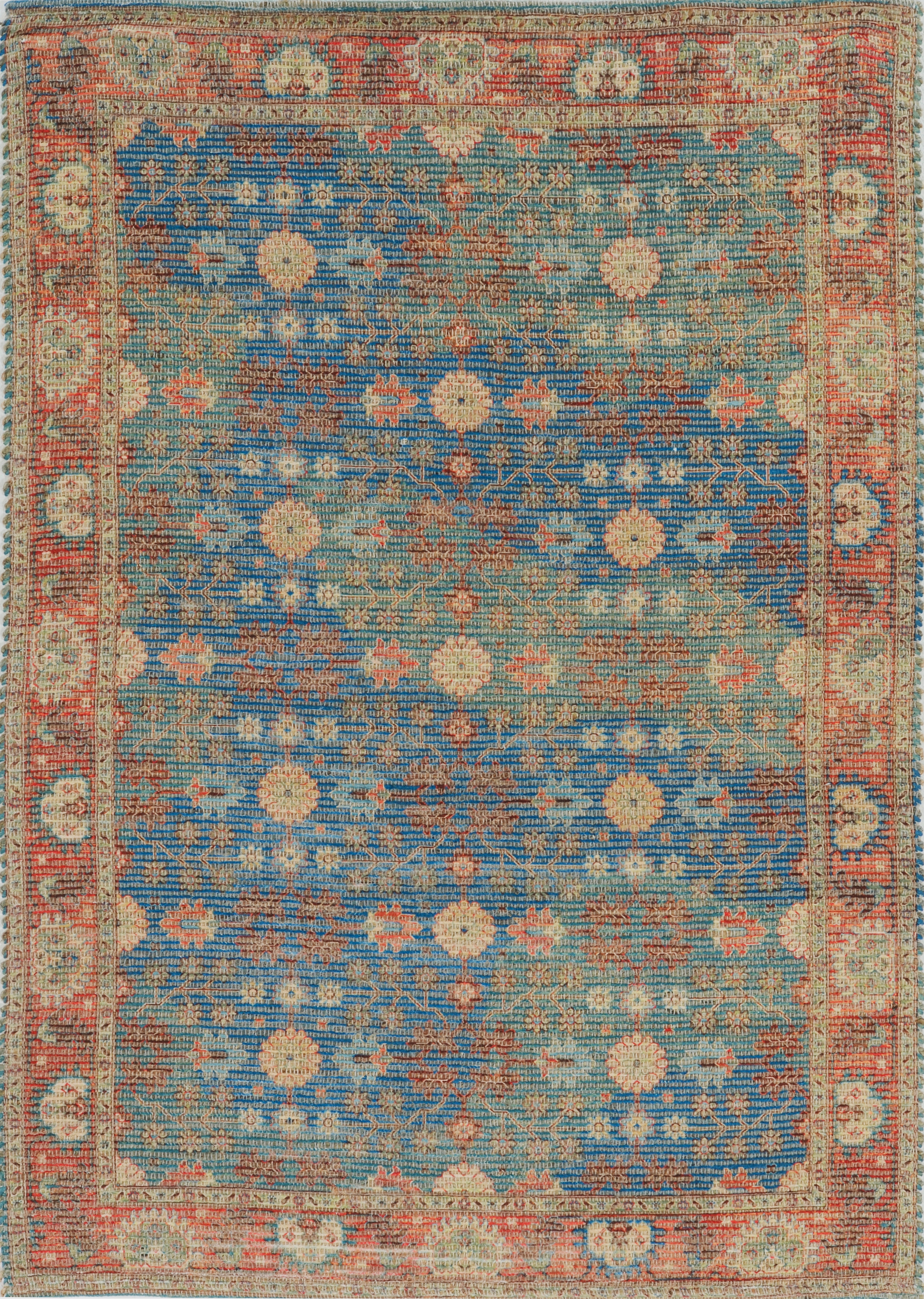 KAS Area Rugs Morris 2227 Blue/Red Traditions Handwoven Area Rug
